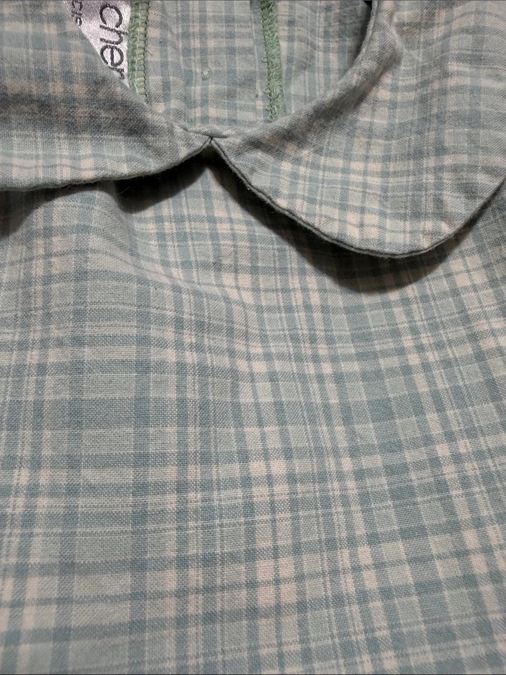 Kate & Cheryl Soft Green Plaid Peter Pan Collar Dress with Pockets.  Size 4T